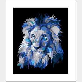 Lion head blue vintage Posters and Art